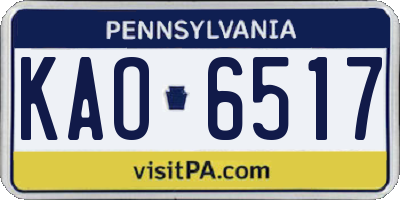 PA license plate KAO6517