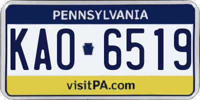 PA license plate KAO6519