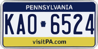 PA license plate KAO6524