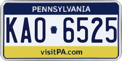 PA license plate KAO6525