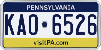 PA license plate KAO6526