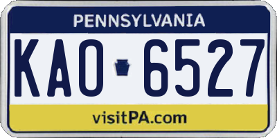 PA license plate KAO6527