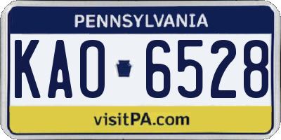 PA license plate KAO6528