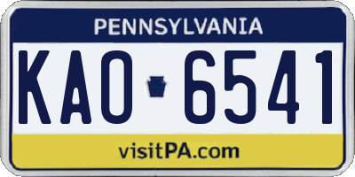 PA license plate KAO6541