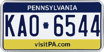 PA license plate KAO6544