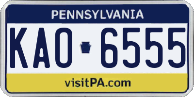 PA license plate KAO6555