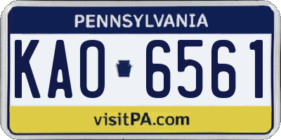 PA license plate KAO6561
