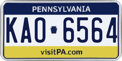 PA license plate KAO6564