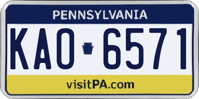 PA license plate KAO6571