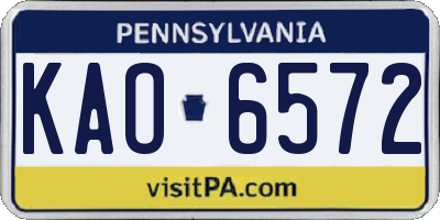 PA license plate KAO6572