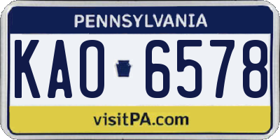 PA license plate KAO6578