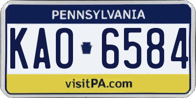 PA license plate KAO6584