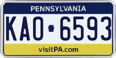 PA license plate KAO6593