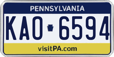 PA license plate KAO6594