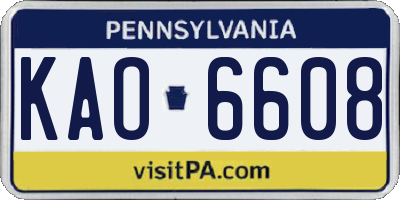 PA license plate KAO6608