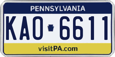 PA license plate KAO6611