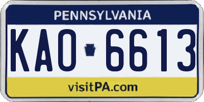 PA license plate KAO6613