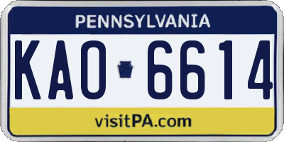 PA license plate KAO6614