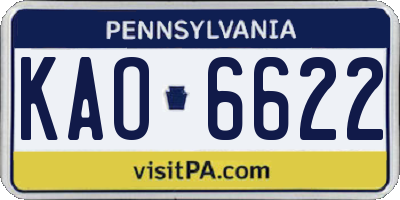 PA license plate KAO6622