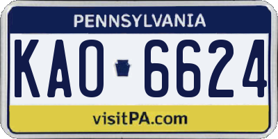 PA license plate KAO6624