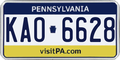 PA license plate KAO6628