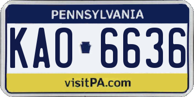 PA license plate KAO6636