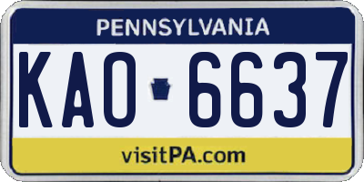 PA license plate KAO6637