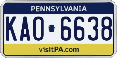 PA license plate KAO6638