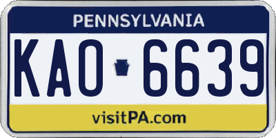 PA license plate KAO6639