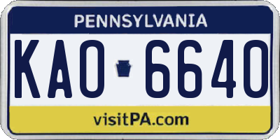 PA license plate KAO6640