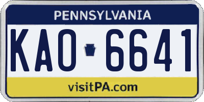 PA license plate KAO6641