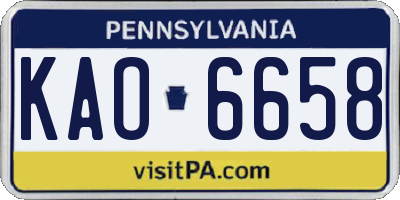 PA license plate KAO6658