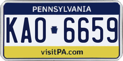 PA license plate KAO6659