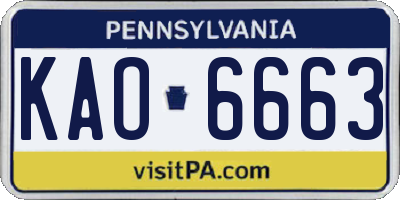 PA license plate KAO6663