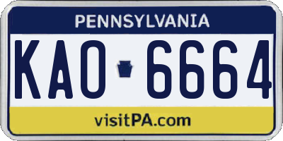 PA license plate KAO6664
