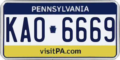 PA license plate KAO6669