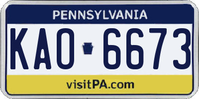 PA license plate KAO6673