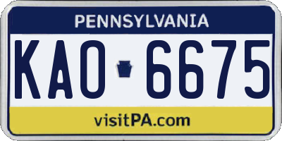 PA license plate KAO6675