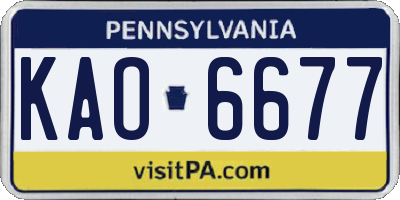PA license plate KAO6677