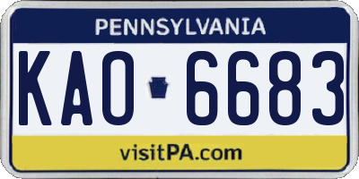 PA license plate KAO6683