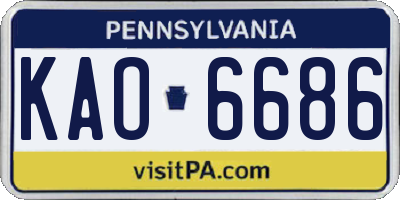 PA license plate KAO6686