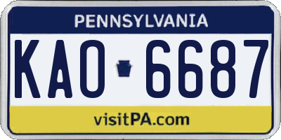 PA license plate KAO6687