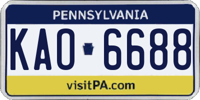 PA license plate KAO6688