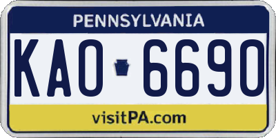 PA license plate KAO6690