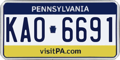 PA license plate KAO6691