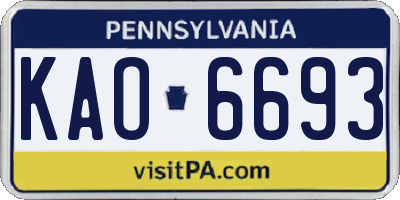 PA license plate KAO6693