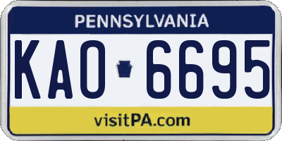 PA license plate KAO6695