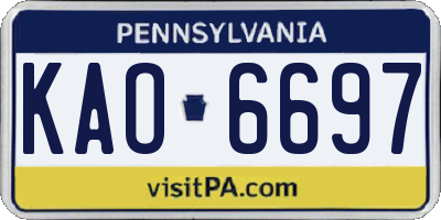 PA license plate KAO6697