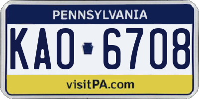 PA license plate KAO6708