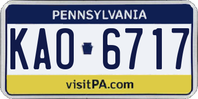 PA license plate KAO6717